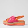 DJANGO & JULIETTE Ames Bright Orange Fuchsia Leather Sandals | Espadrilles