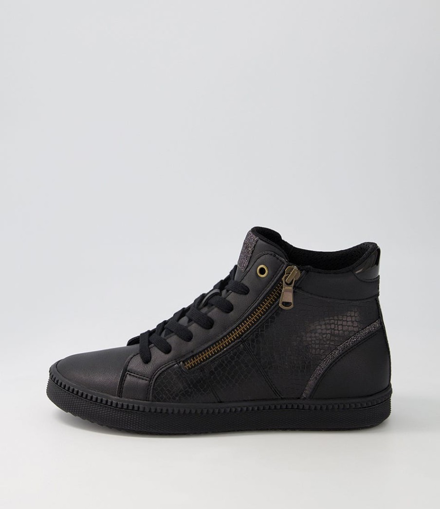 GEOX D Blomiee B Black Leather Sneakers | Comfort