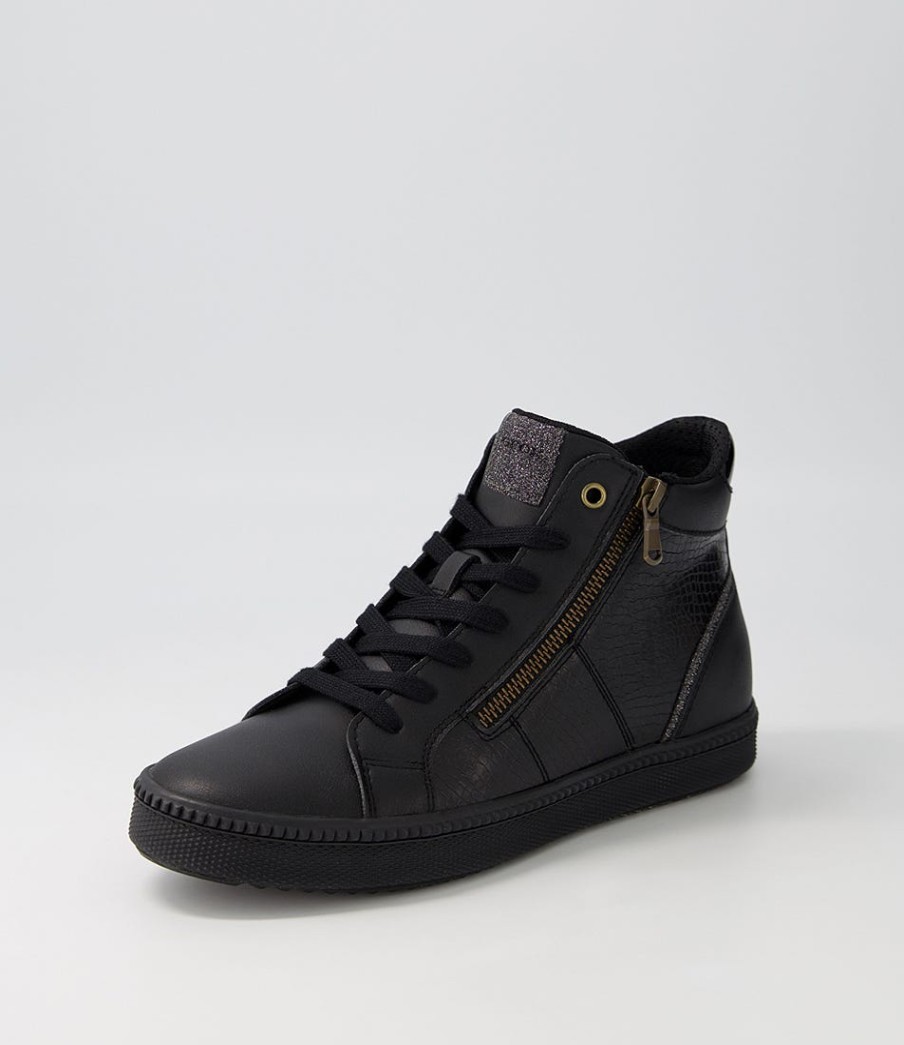 GEOX D Blomiee B Black Leather Sneakers | Comfort