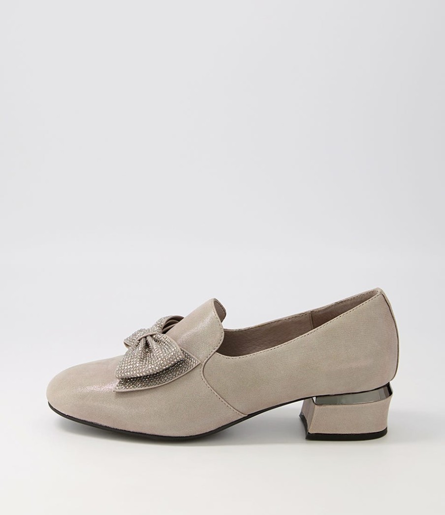 DJANGO & JULIETTE Grenada Taupe Leather Jewels Heels | Loafers