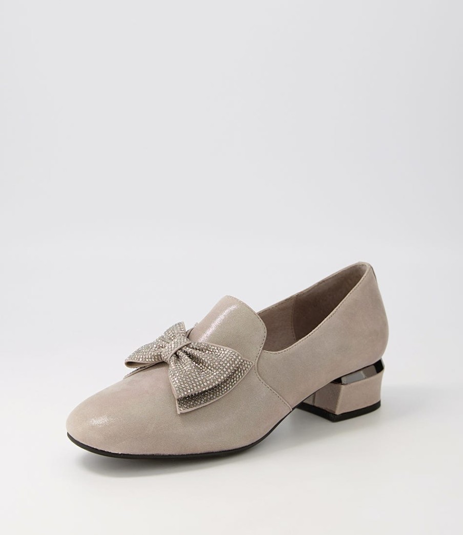 DJANGO & JULIETTE Grenada Taupe Leather Jewels Heels | Loafers