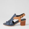 DJANGO & JULIETTE Ballarat Navy Dark Tan Leather Sandals | Heels