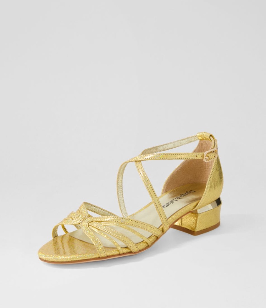 DJANGO & JULIETTE Tenna Gold Glam Leather Sandals | Flats