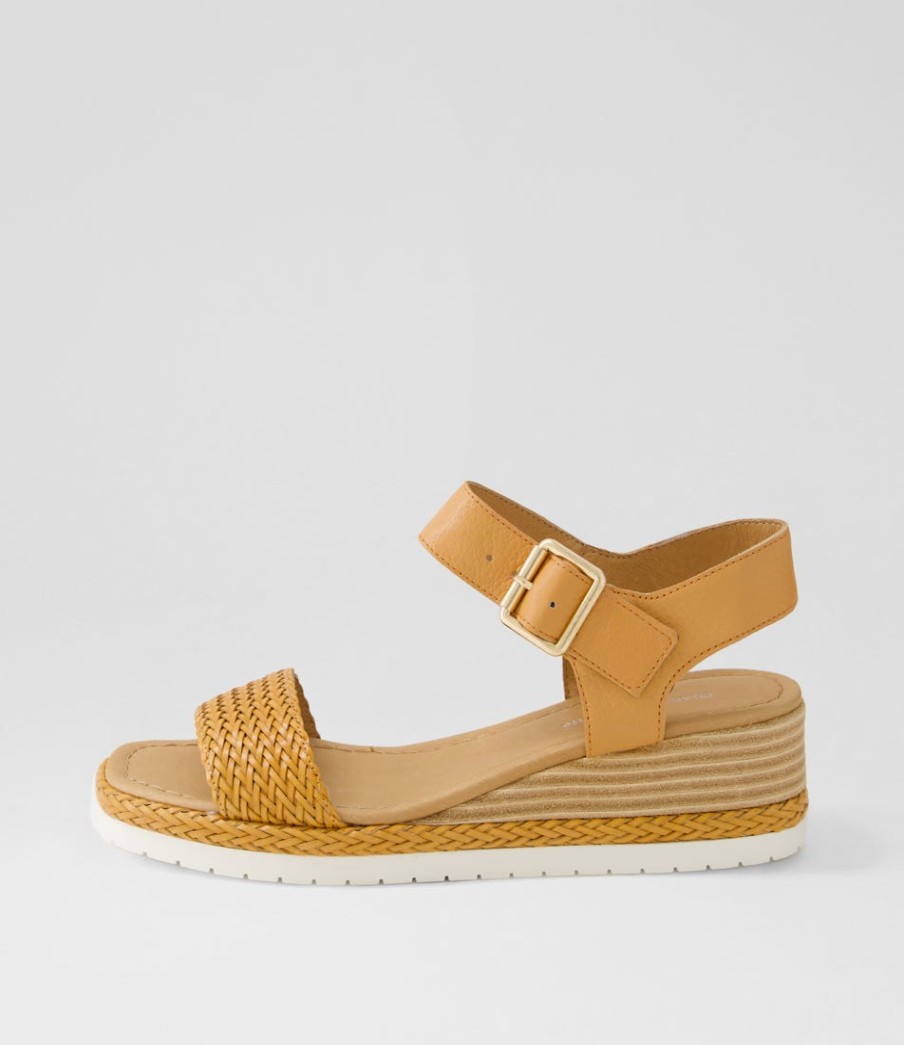 DJANGO & JULIETTE Imari Mandarin Weave Leather Sandals | Wedges