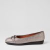 SUPERSOFT Elisse Gunmetal Foil Black Leather Ballet Flats | Comfort