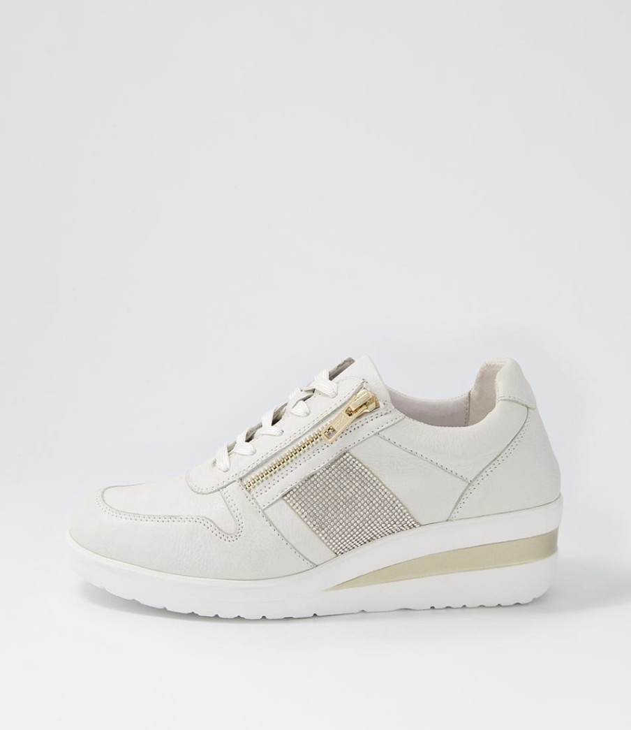 SUPERSOFT Reehale White Silver Leather Jewels Sneakers | Comfort