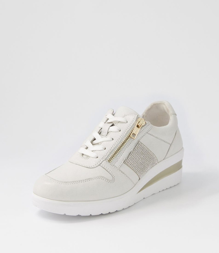 SUPERSOFT Reehale White Silver Leather Jewels Sneakers | Comfort