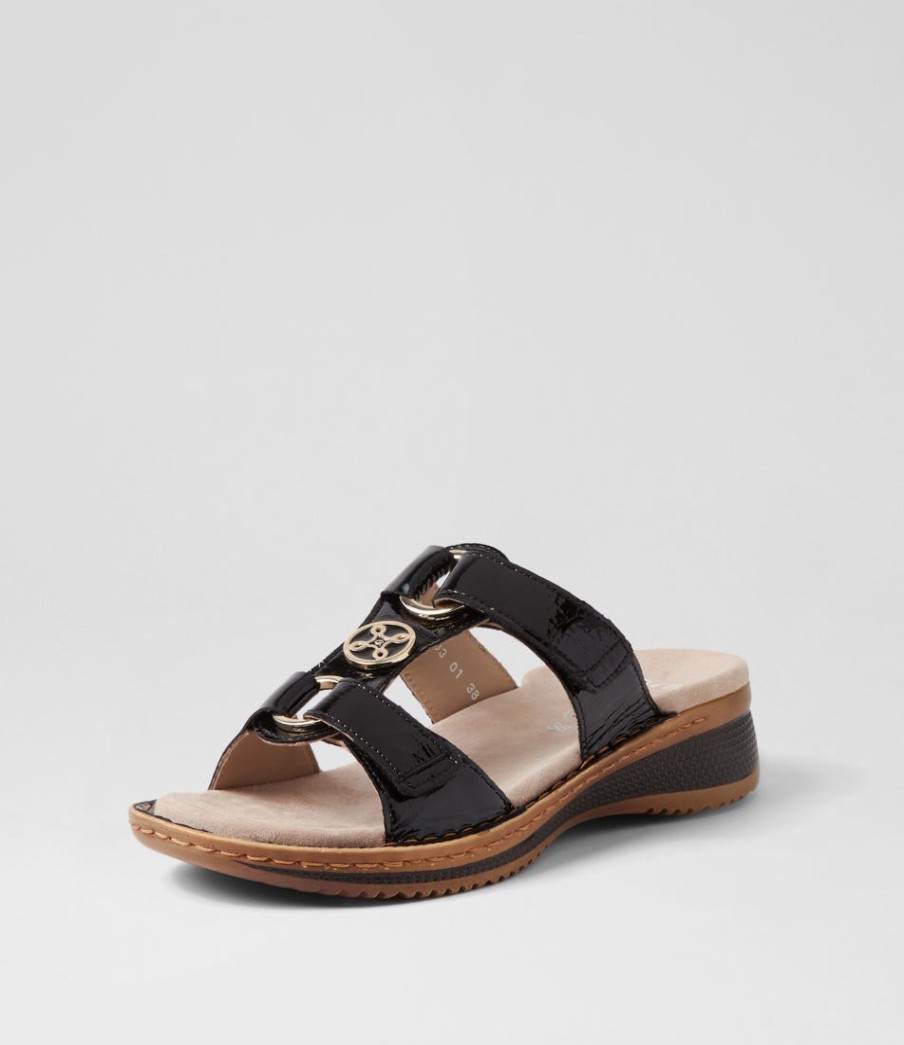 ARA Hawaii 3 Schwarz Leather Sandals | Comfort