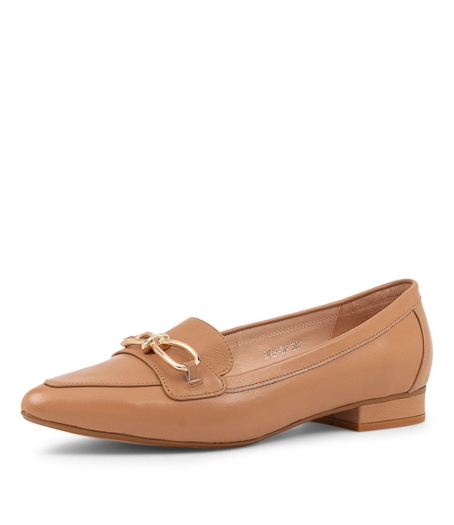 DIANA FERRARI Dae Light Camel Leather Ballet Flats | Loafers