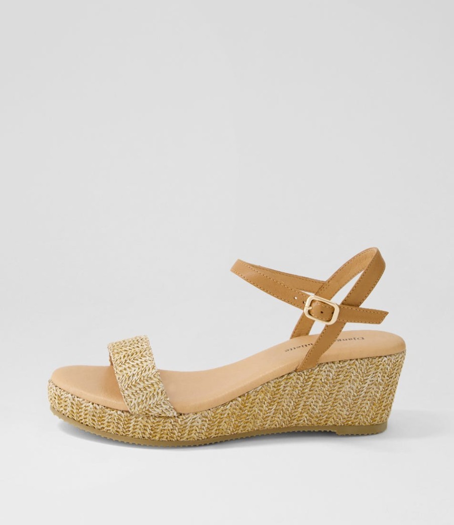 DJANGO & JULIETTE Sable Tan Synthetic Raffia Leather Espadrilles | Espadrilles