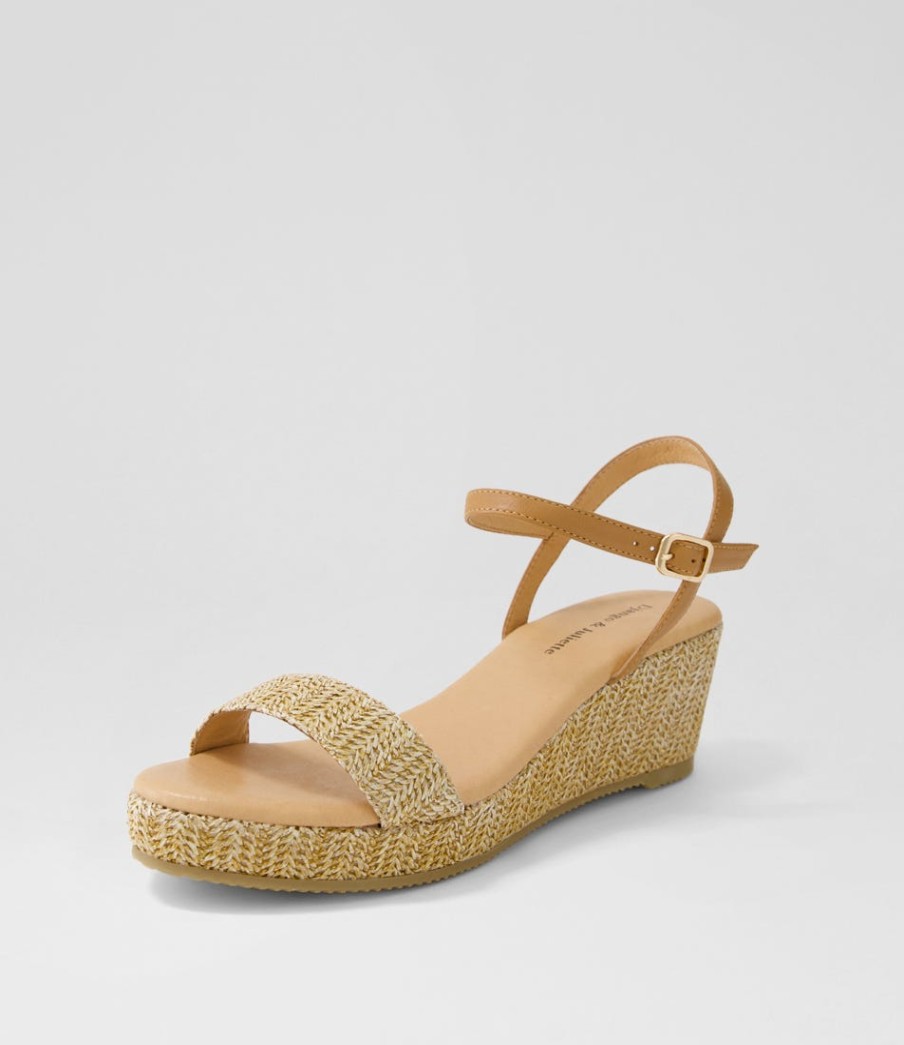 DJANGO & JULIETTE Sable Tan Synthetic Raffia Leather Espadrilles | Espadrilles