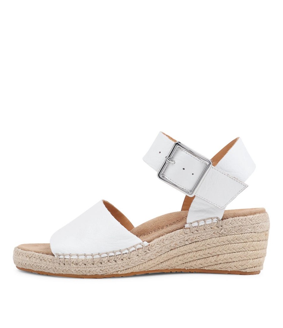 ZIERA Kraig Xw White Leather Sandals | Espadrilles