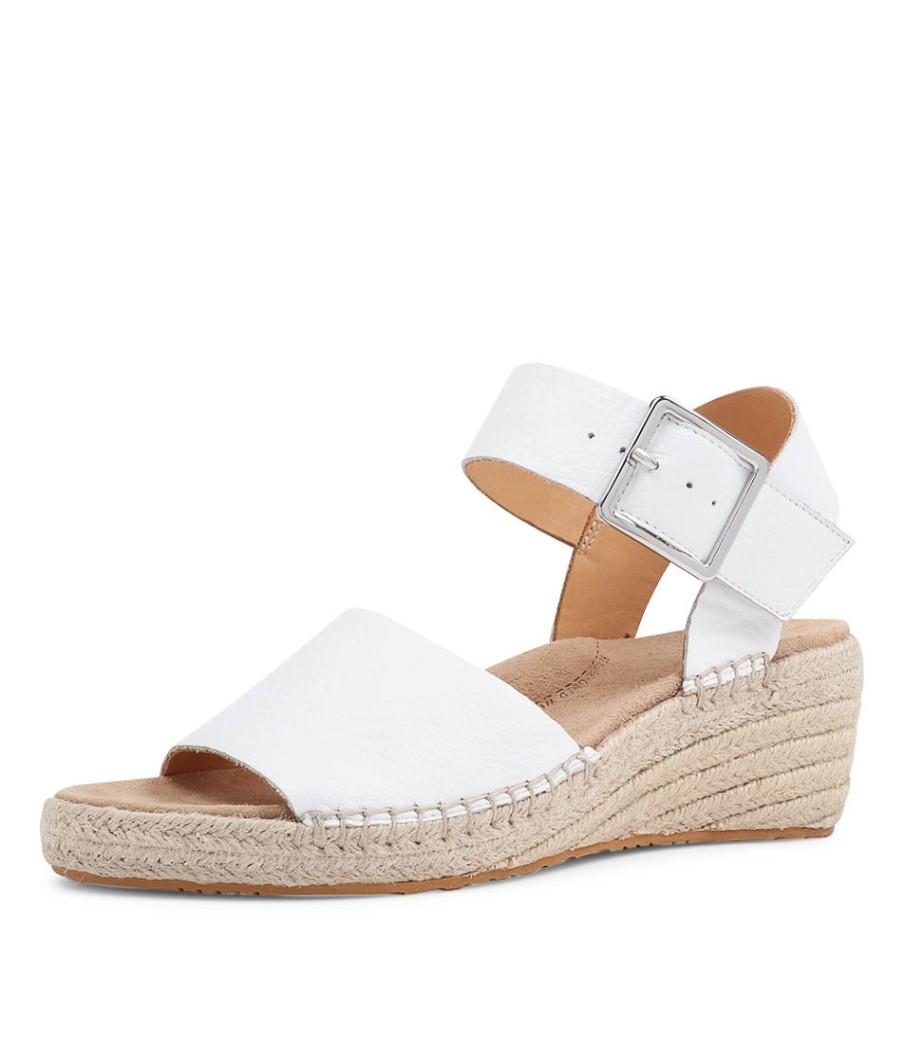 ZIERA Kraig Xw White Leather Sandals | Espadrilles