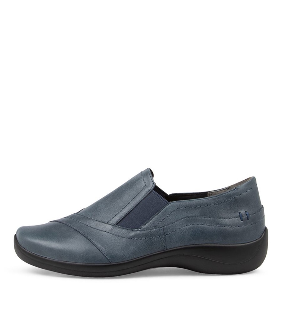 ZIERA Java Xf Navy Leather Slip Ons | Comfort