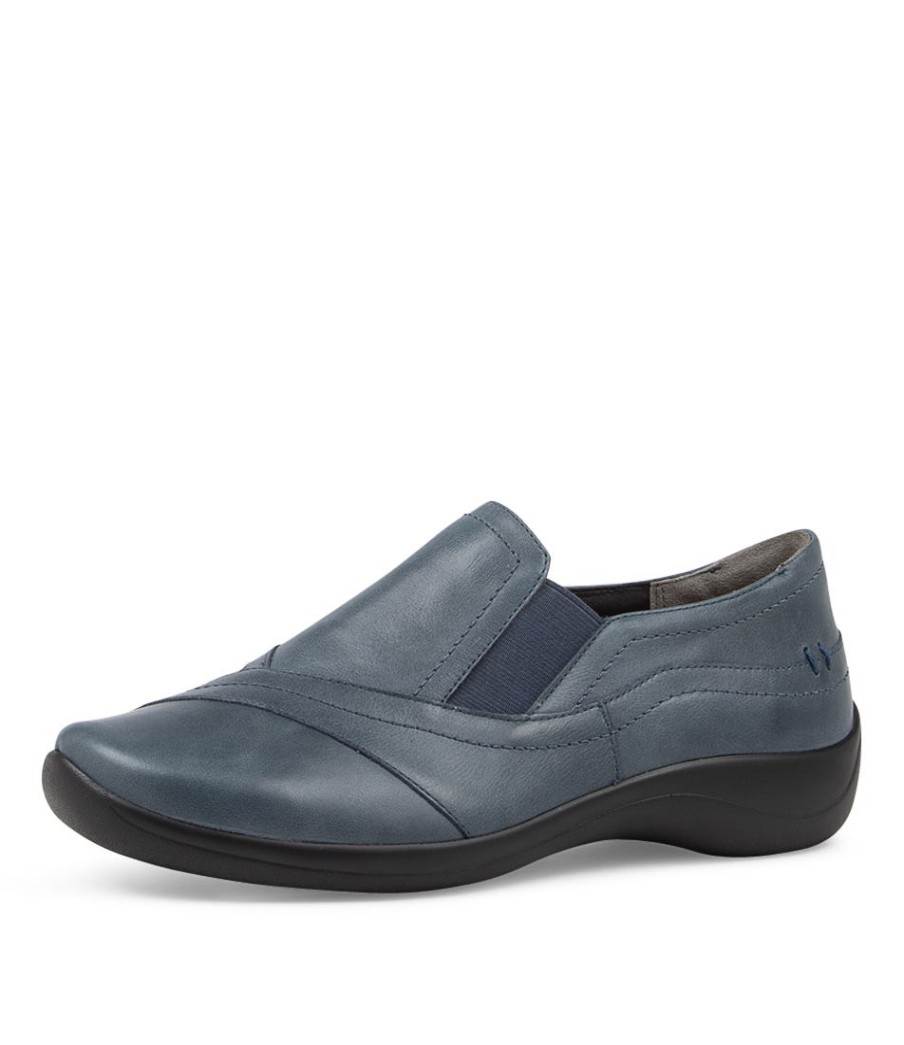 ZIERA Java Xf Navy Leather Slip Ons | Comfort