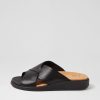 ZIERA Iyolo W Black Leather Slides | Flats