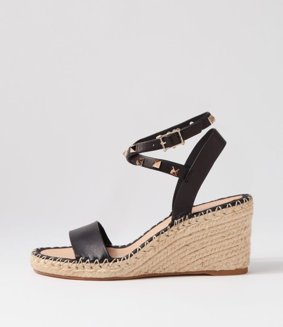 TOP END Guicey Black Leather Espadrilles | Espadrilles