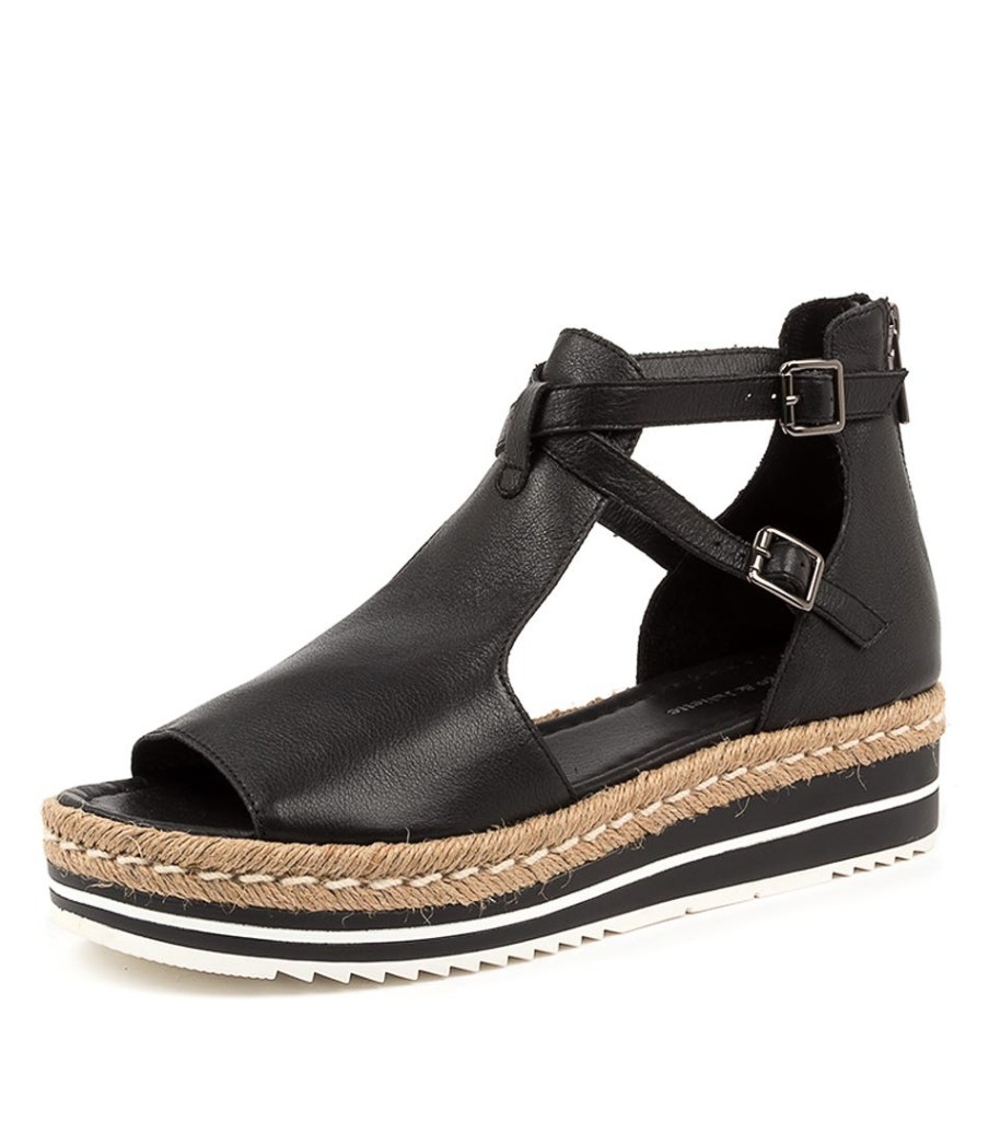 DJANGO & JULIETTE Alexys Black Leather | Espadrilles