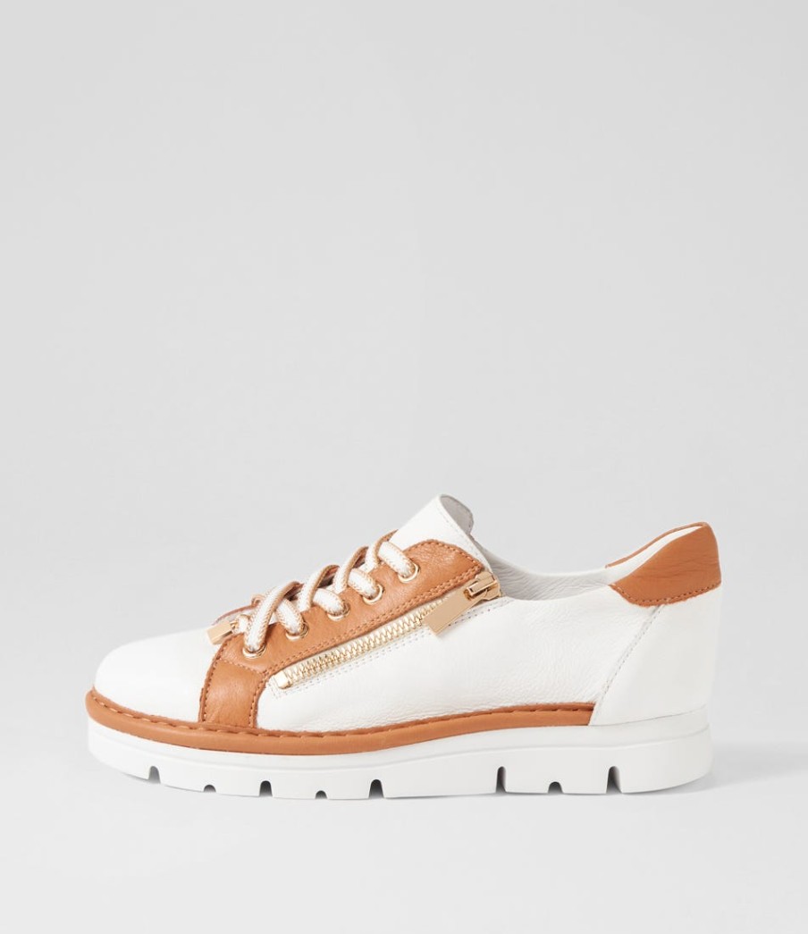 TOP END Elos White Dark Tan Leather Sneakers | Sneakers