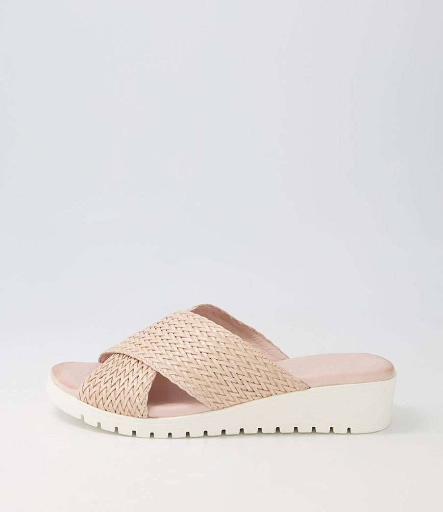 DJANGO & JULIETTE Manal Nude Weave Slides | Wedges