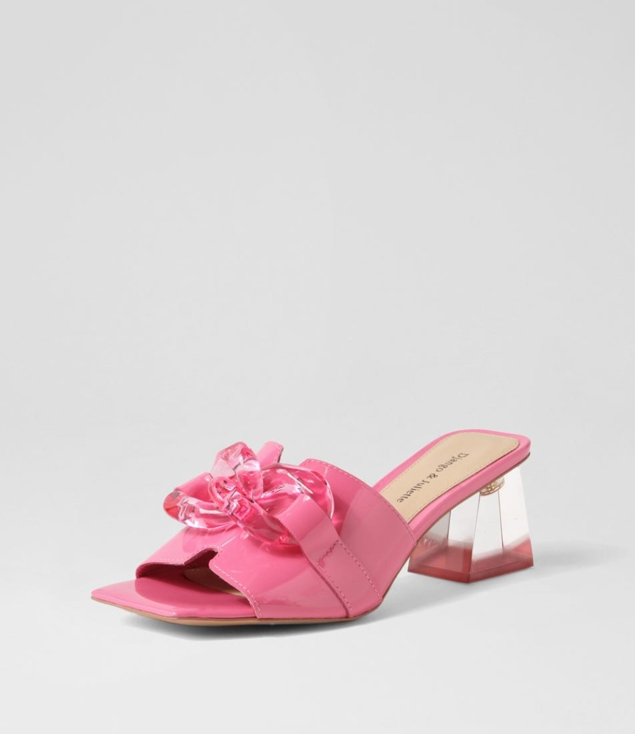 DJANGO & JULIETTE Rulie Pretty Pink Patent Leather Mules | Heels