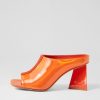 DJANGO & JULIETTE Halley Orange Mirror Patent Mules | Heels