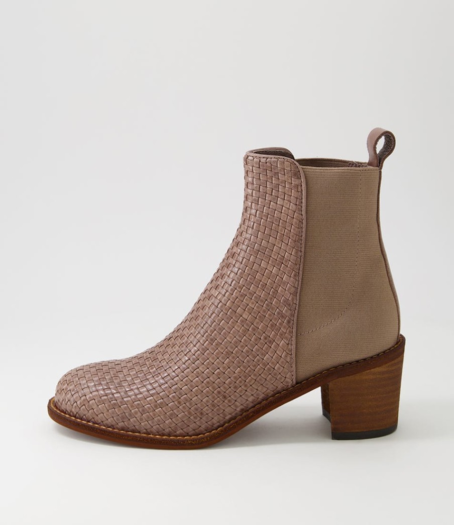 DJANGO & JULIETTE Werson Taupe Weave Leather Ankle Boots | Boots