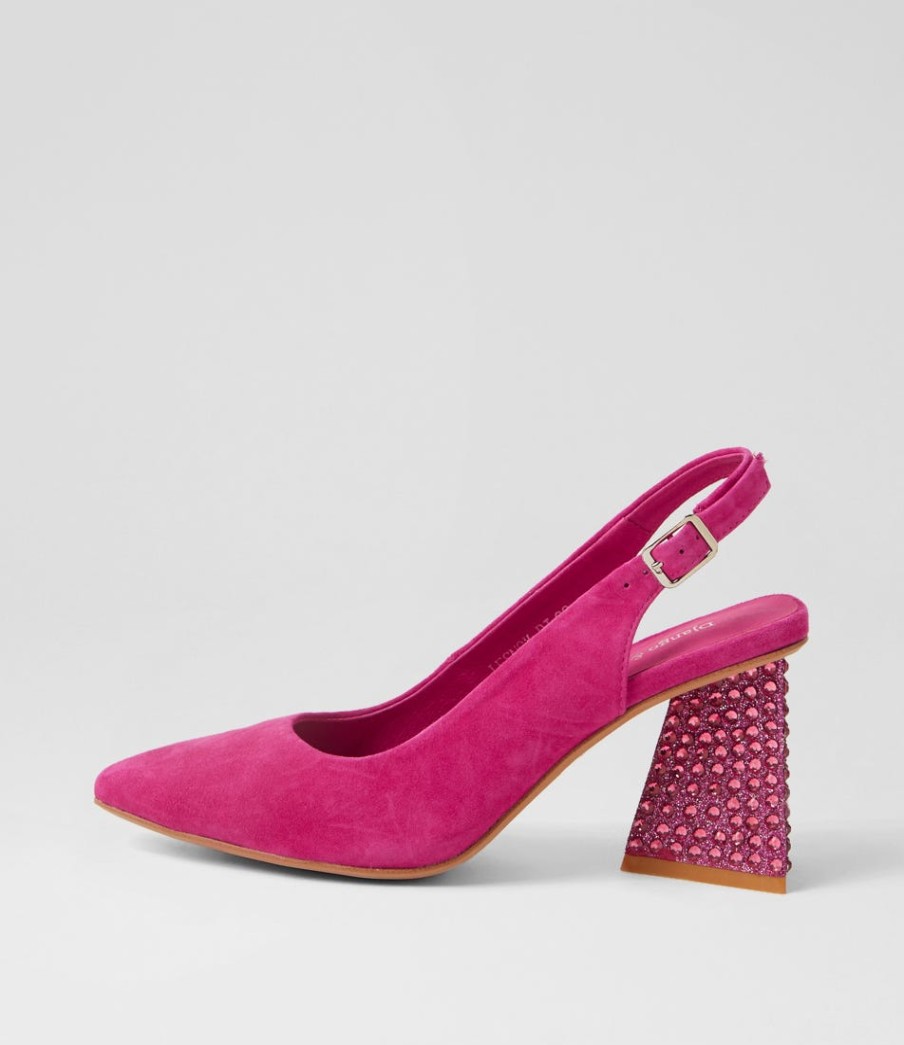 DJANGO & JULIETTE Lesnoy Fuchsia Suede Jewels Heels | Heels