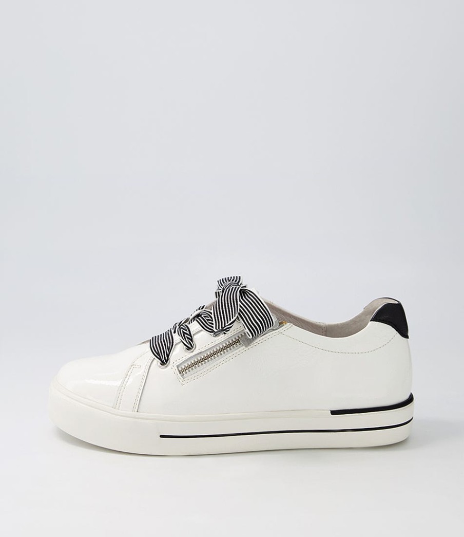 ZIERA Audry W White Black Patent Leather Sneakers | Sneakers