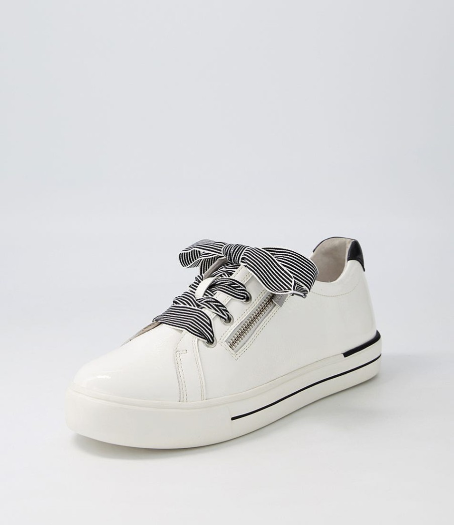 ZIERA Audry W White Black Patent Leather Sneakers | Sneakers