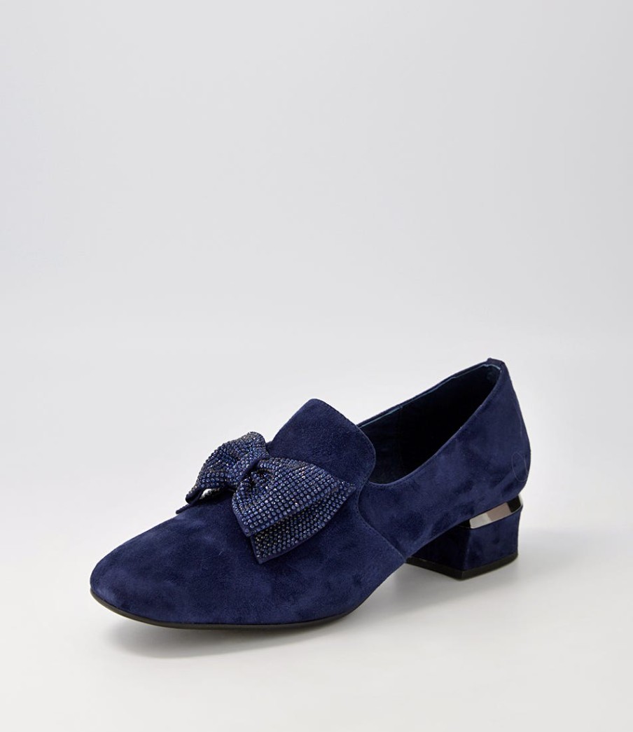 DJANGO & JULIETTE Grenada Navy Suede Jewels Heels | Loafers