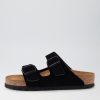 BIRKENSTOCK Arizona Sfb Black Suede Slides | Comfort