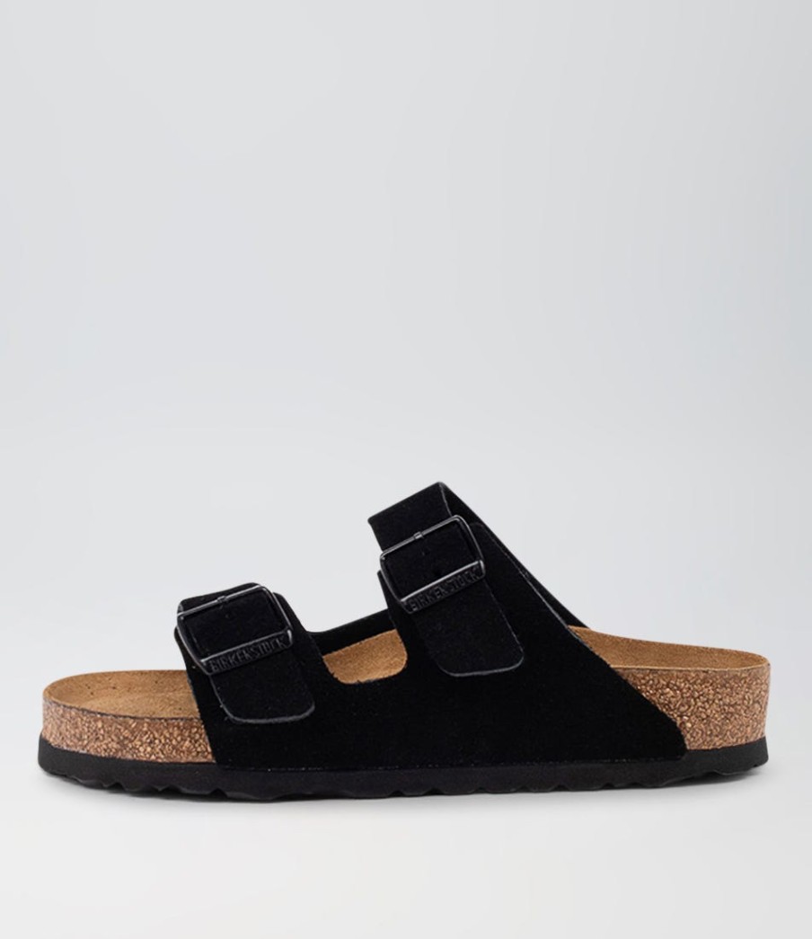 BIRKENSTOCK Arizona Sfb Black Suede Slides | Comfort