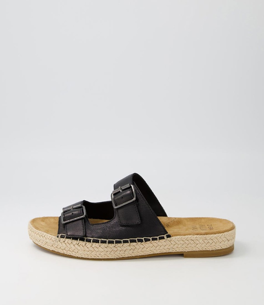 ZIERA Kapila W Black Leather Espadrilles | Espadrilles