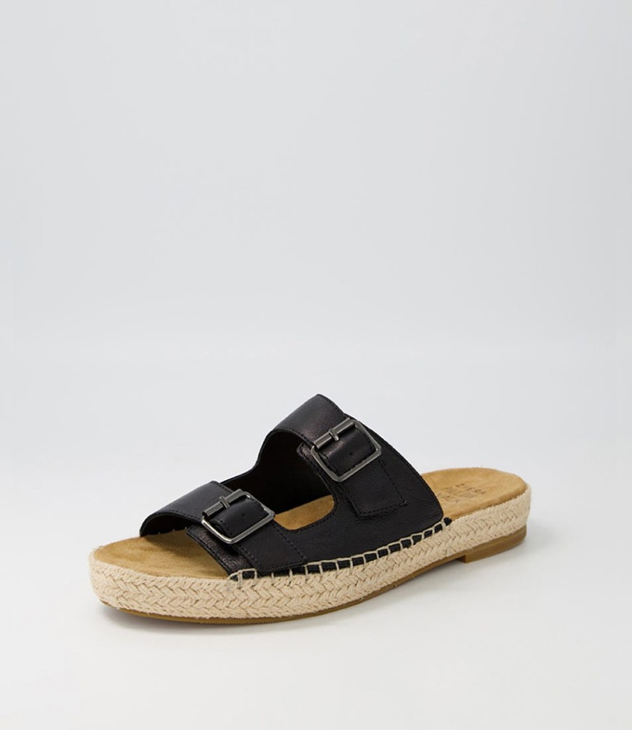 ZIERA Kapila W Black Leather Espadrilles | Espadrilles