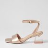 DJANGO & JULIETTE Rolo Champagne Leather Sandals | Heels