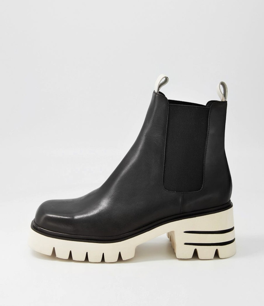 DJANGO & JULIETTE Breda Black Vanilla Box Leather Chelsea Boots | Boots