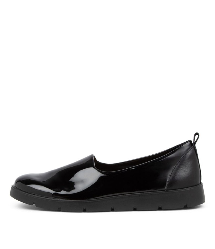 ZIERA Marian W Black Patent Synthetic Loafers | Loafers