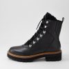 DJANGO & JULIETTE Fisher Black Tumble Leather Lace Up Boots | Boots