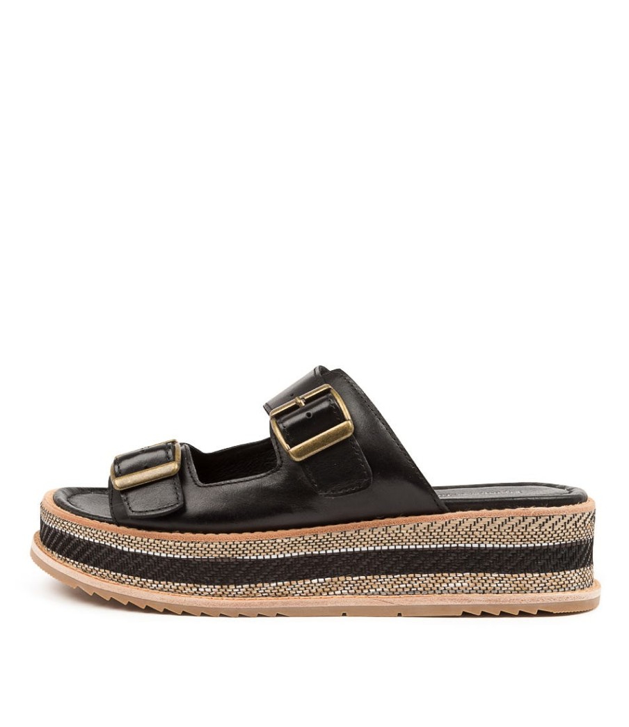 DJANGO & JULIETTE Vishu Black Leather | Espadrilles