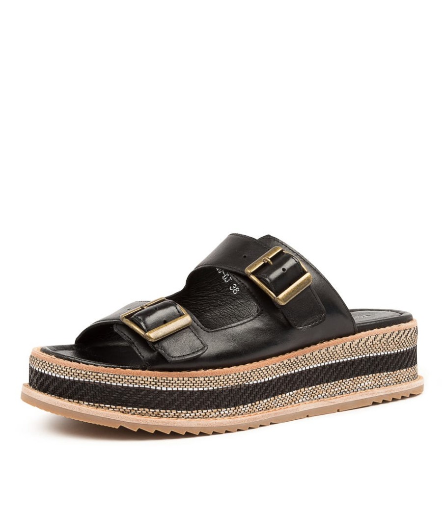 DJANGO & JULIETTE Vishu Black Leather | Espadrilles