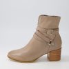 DJANGO & JULIETTE Melvine Taupe Leather Ankle Boots | Boots