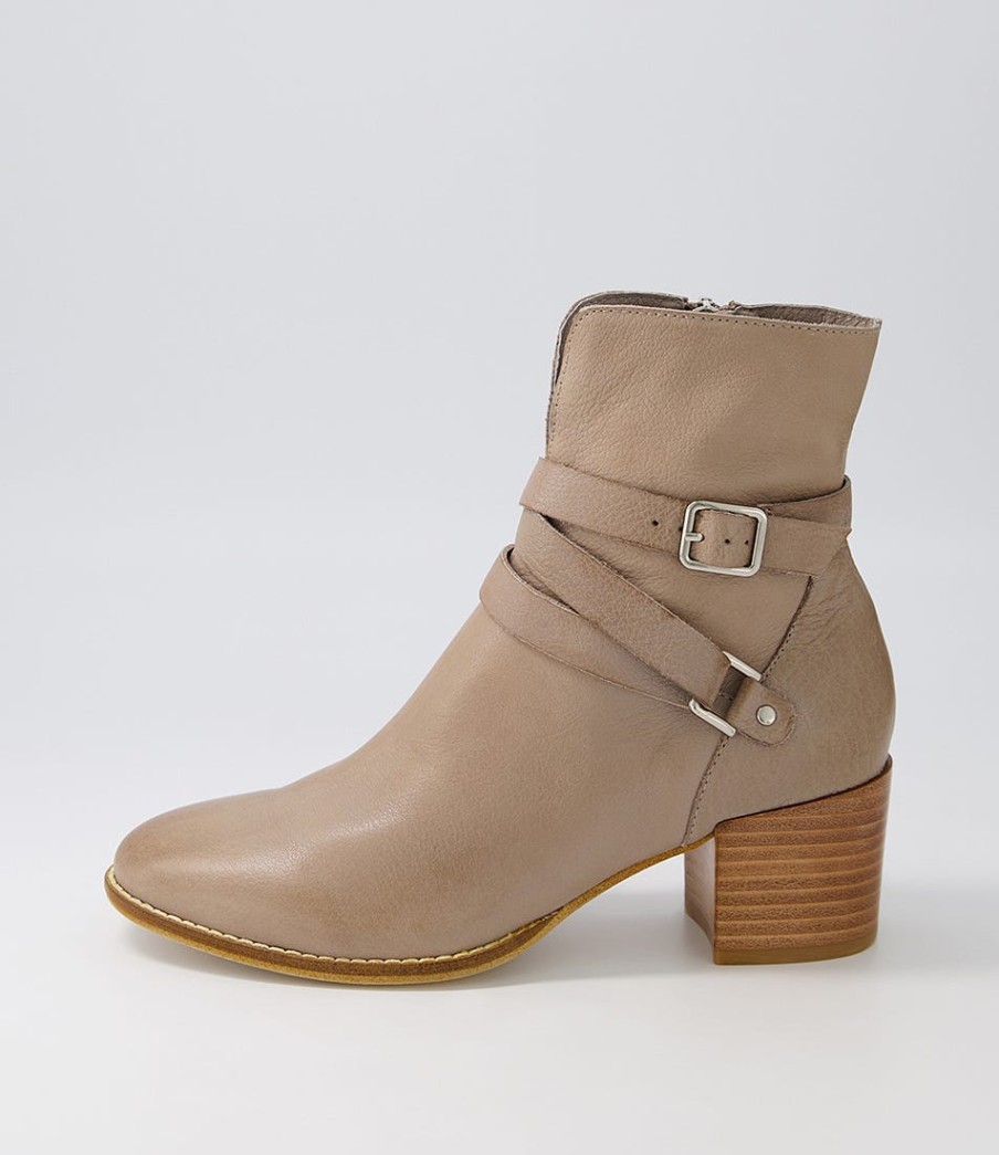 DJANGO & JULIETTE Melvine Taupe Leather Ankle Boots | Boots