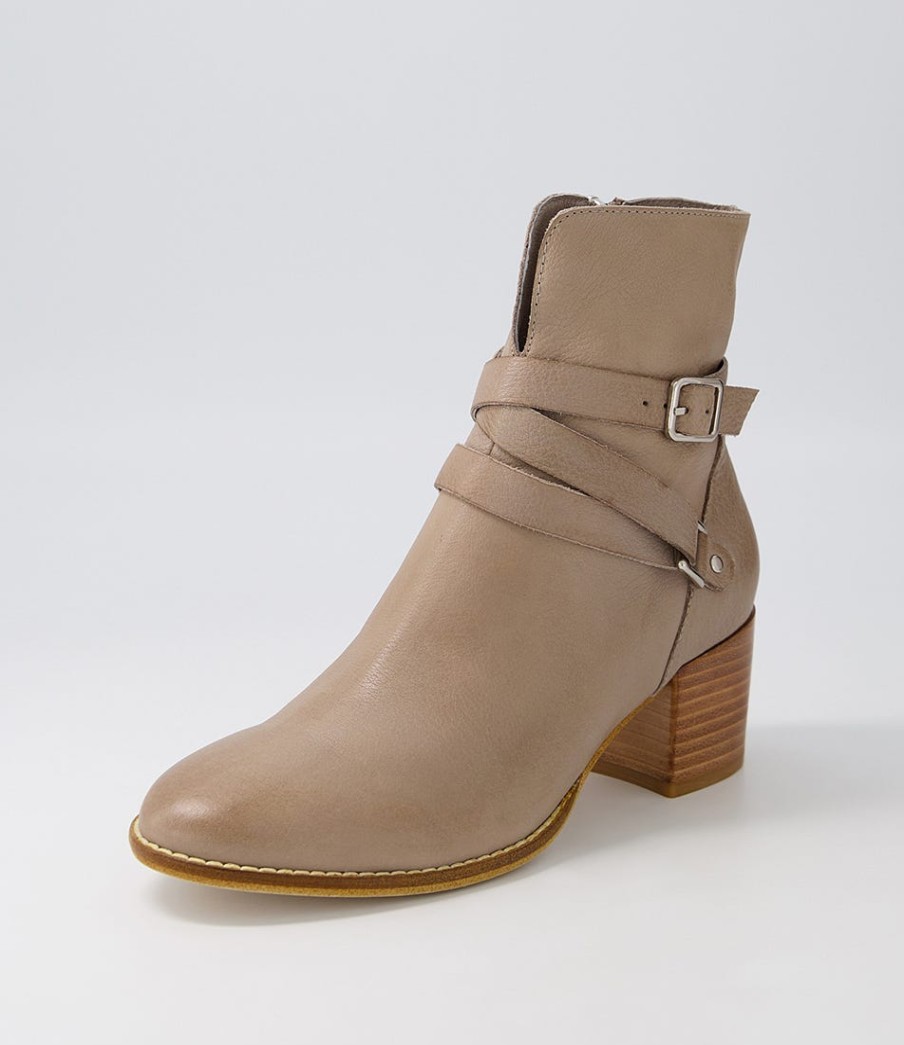 DJANGO & JULIETTE Melvine Taupe Leather Ankle Boots | Boots