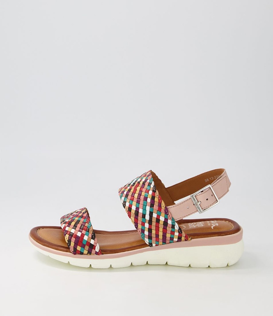 ARA Kreta 02 Green Multi Leather Sandals | Comfort