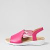 ZIERA Udhays W Fuchsia Leather Elastic Sandals | Wedges