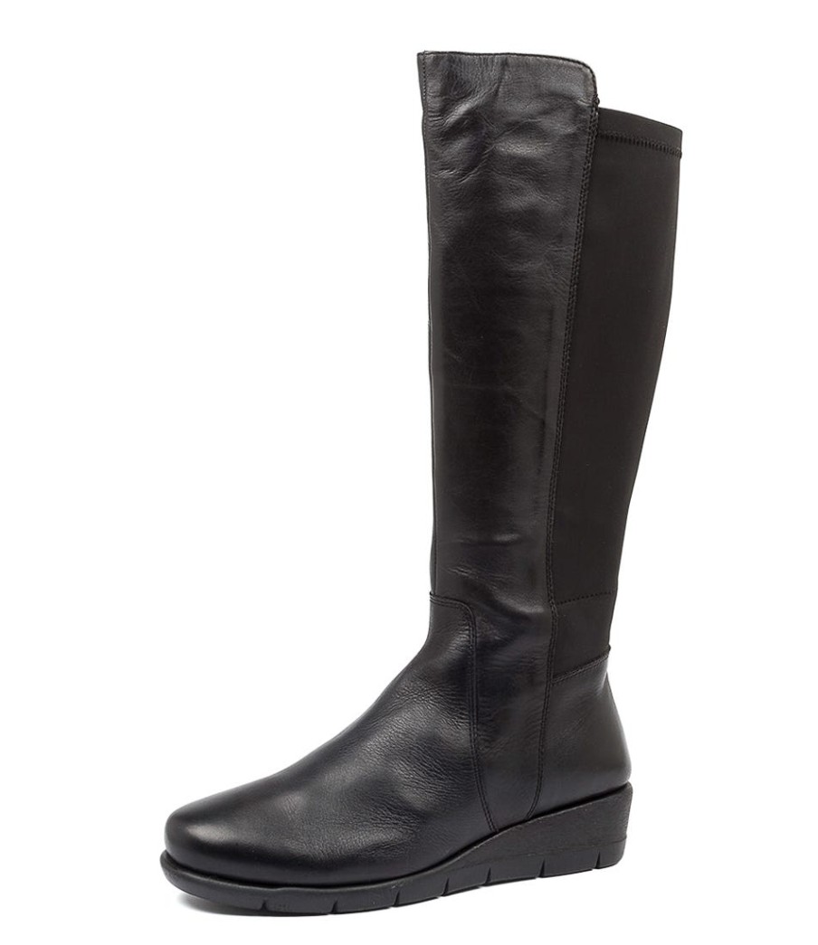 SUPERSOFT Marcelina Blk Leath-Lycra | Boots