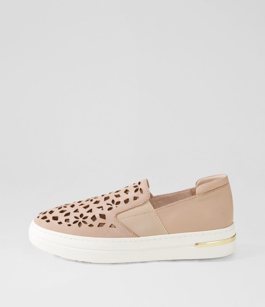 DJANGO & JULIETTE Willett Rose White Leather Elastic Sneakers | Sneakers