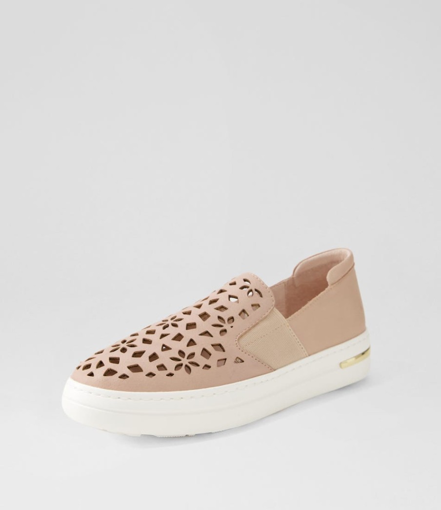 DJANGO & JULIETTE Willett Rose White Leather Elastic Sneakers | Sneakers