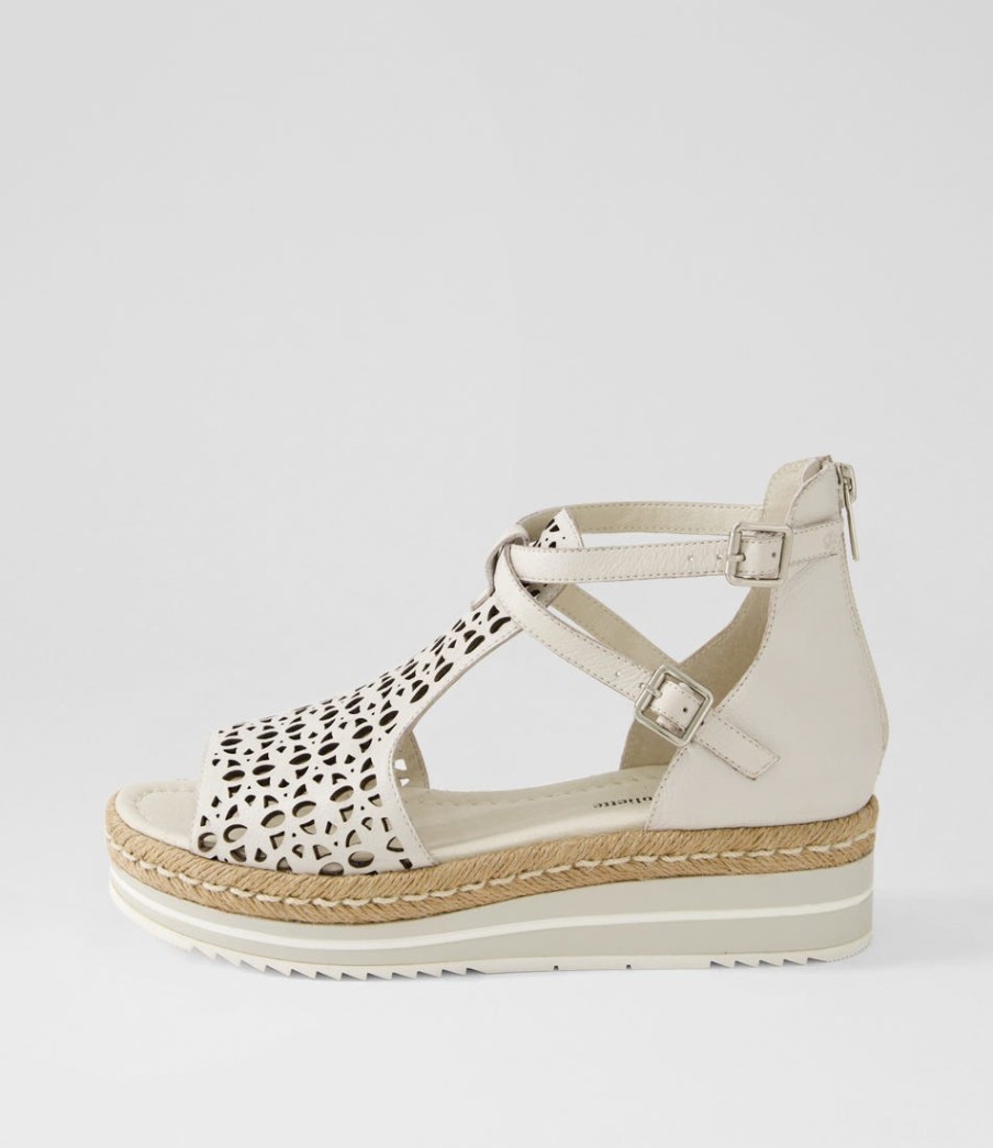 DJANGO & JULIETTE Accra Ivory Leather Espadrilles | Espadrilles